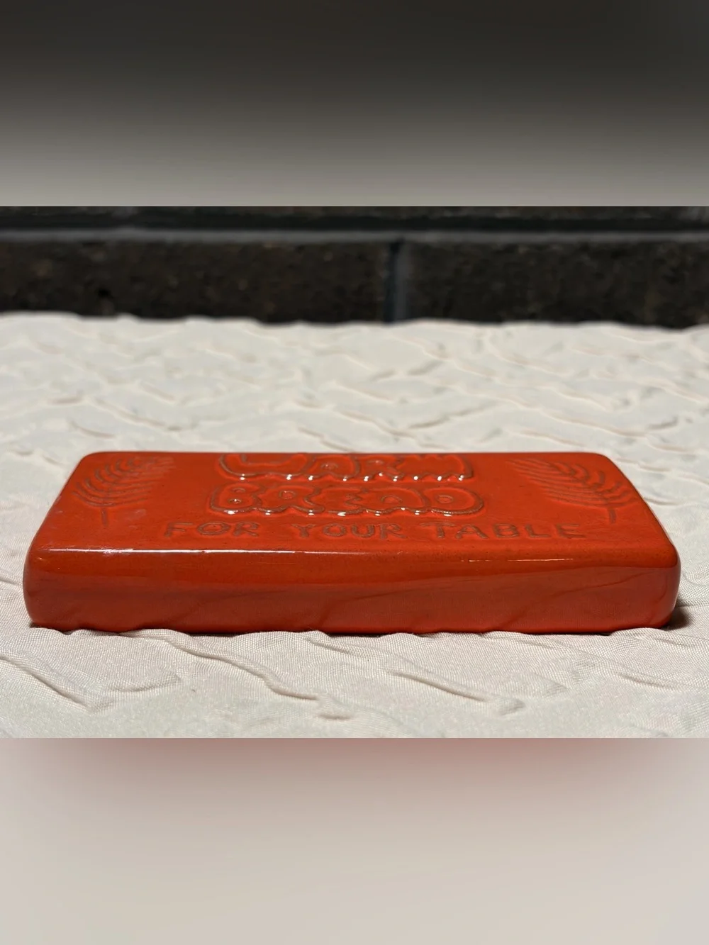 Vintage Frankoma Pottery 251 Rectangular Bread Warmer Flame Red Gloss
